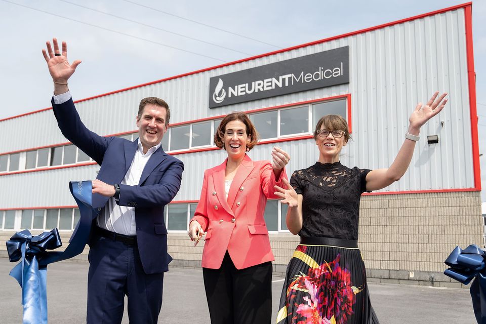 Neurent Medical CEO Brian Shields with Minister Hildegarde Naughton and executive director and incoming CEO of Enterprise Ireland Jenny Melia.